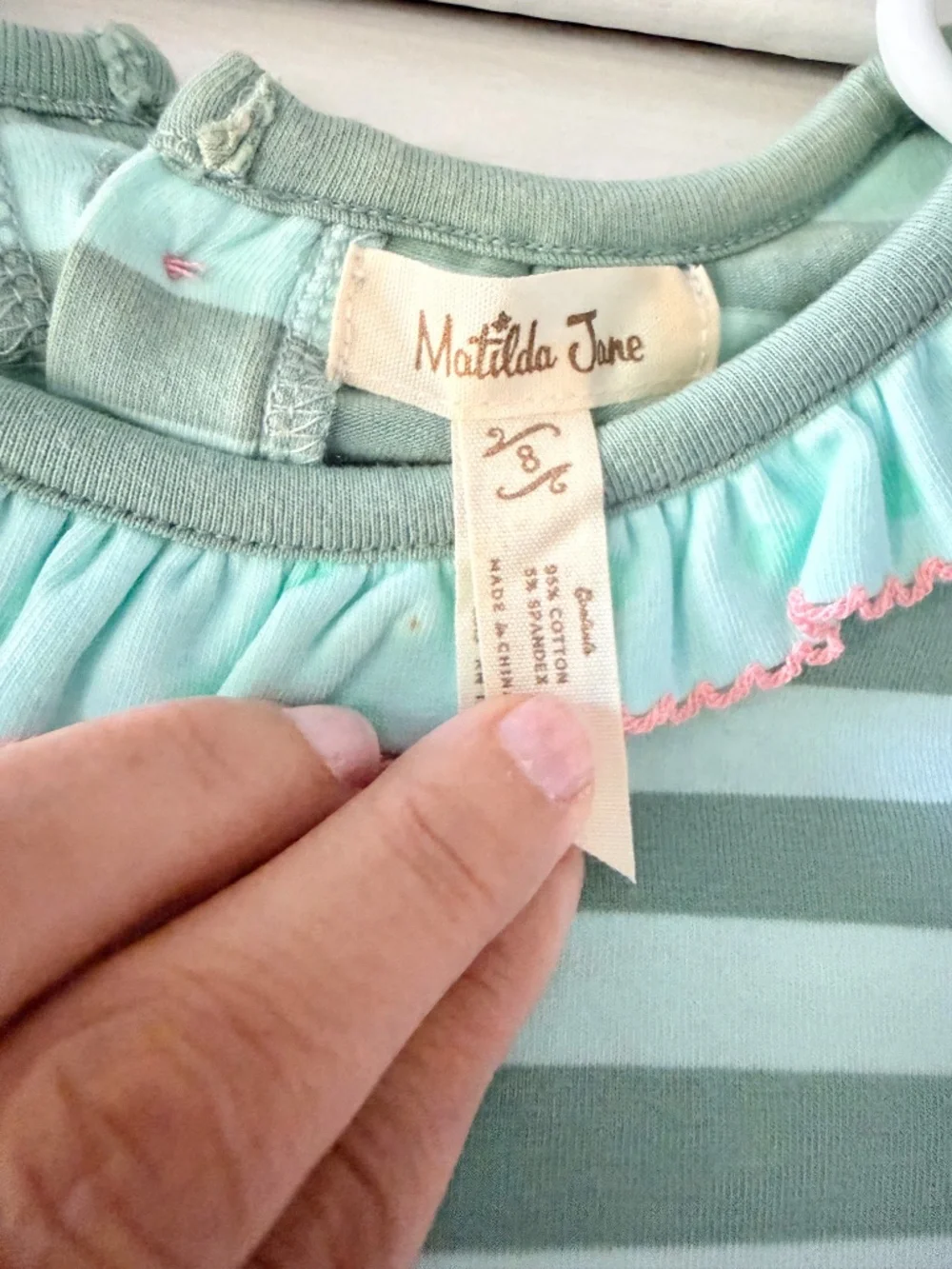 Matilda Jane Girls Size 8 Outfit Set Ruffle Bell Bottom Pants Striped Boho